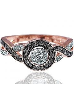 10K Rose Gold Cognac Diamond Engagement Ring Infinity Style 0.45cttw