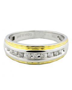 0.25ct Diamond Wedding Band Mens Two Tone 10K White Gold 7mm Wide