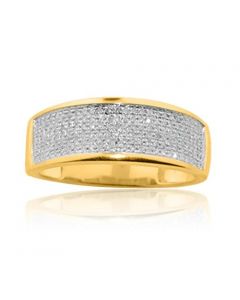 10K Gold Wedding Ring Mens Band 0.3cttw 8mm Wide Pave Set Diamonds