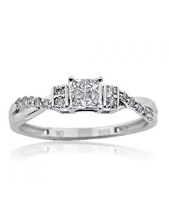 Princess Cut Diamond Engagement Promise Ring 1/5cttw Diamonds