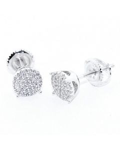 7mm Round Cluster Earrings Mens Or Womens Studs Sterling Silver Screw Back