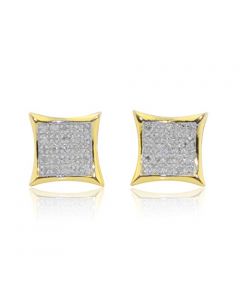 Yellow Gold Tone Kite Earrings for Mens Silver With Screw Backs 1/8cttw 8.5mm Wide (i3,i/j)