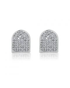 10K White Gold Diamond Earrings 1/3cttw 8mm Wide Round Pave Diamonds Screw Back (i2/i3, I/j)