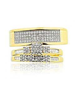 10K Yellow Gold Trio Set His and Hers 1/2cttw Diamonds 3pc Set (i2/i3, I/j)