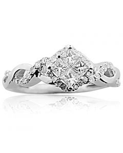 14K White Gold Princess Cut Diamond Ring 0.45cttw Infinity Style(i2/i3, I/j)