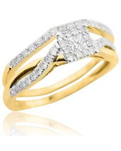 14K Yellow Gold Bridal Set 1/2ctw Diamonds 2pc Set Engagement Ring and Band (i2/i3, I/j)