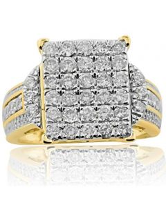 1.4ctw Diamond Bridal Wedding Ring or Cocktail Ring Extra Wide 14mm 10K Yellow Gold (i2/i3, I/j)