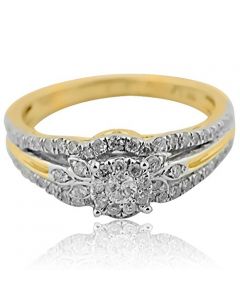 14K Yellow Gold Bridal Engagement Ring 0.45cttw 8mm Wide Vintage (i2/i3, I/j)