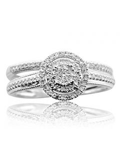 14K White Gold Halo Bridal Set Engagement Ring and Band 0.3cttw (i2/i3, I/j)