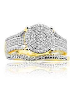 10K Yellow Gold Bridal Wedding Set Engagement Ring and Band 1/2ctw (i2/i3, i/j)