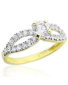 10K Gold Engagement Ring With CZ 1ctw 5mm Wide Split Shoulder