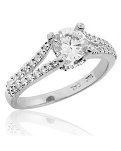 10K White Gold Engagement Ring With CZ 1ctw 8mm Wide and Split Shoulder