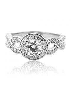 10K White Gold Bridal Engagement Ring 8mm Wide With CZ Twist Style