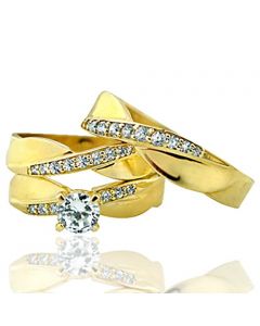 10K Gold Trio Rings Set Mens and Womens Rings 3pc Set 16mm Wide With Cubic Zarcons
