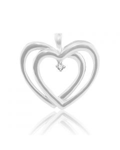 1/10ct Diamond Heart Pendant 29mm Tall Sterling Silver(i2/i3, i/j)