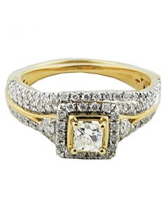 14K Gold Princess Cut Diamond Wedding Set 7/8cttw 2pc Set 9mm Wide(i2/i3, i/j)