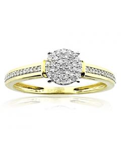 10K Gold and Diamond Engagement ring 1/5cttw Pave Set Round Center (I2/I3, i/j)