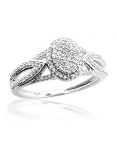 1/4cttw Diamond Bridal Engagement Ring 10K White Gold 9mm Wide Oval Rop (i2/i3, i/j)