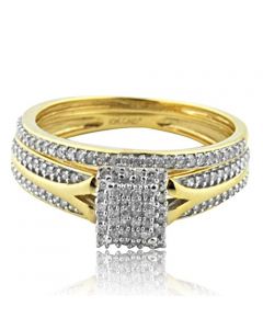 10K Yellow Gold Wedding Rings Set 1/3cttw Diamonds 2pc Set(i2/i3, i/j)