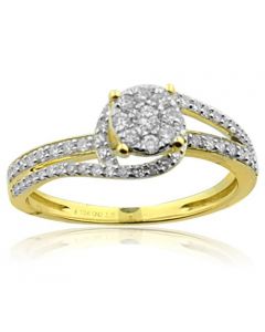 10K Yellow Gold Engagement Ring With Swirl 3/8cttw Diamonds 7mm Wide(i2/i3, i/j)