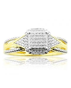 10K Yellow Gold Diamond Engagement Ring 1/10cttw 8mm Wide(i2/i3, i/j)