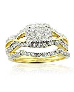 14K Gold Bridal Wedding Ring 1.00ctw Diamonds Engagement Ring and Wedding Band Set(i2/i3, i/j)
