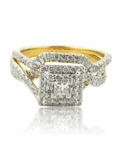14K Yellow Gold Wedding Ring Set 7/8cttw Diamonds Engagement Ring and Band (i2/i3, i/j)