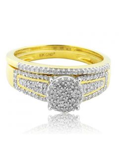 10K Gold Wedding Set Pave Set Diamonds 1/3cttw Engagement ring and Band (i2/i3, i/j)