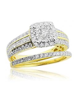 14K Gold Wedding Rings Set 1.00ctw Diamonds Engagement Ring and Matching Band Set(i2/i3, i/j)