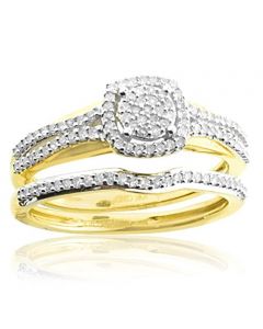 10K Gold Wedding Rings Set 1/3cttw Diamonds Pave Set 2pc Set (i2/i3, i/j)