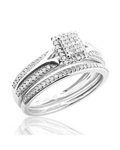 10K White Gold Wedding Rings Set 1/3cttw Diamonds 2pc Set(i2/i3, i/j)