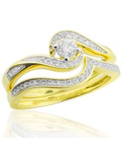 10K Yellow Gold Bridal Set 1/3cttw Diamonds With Swirl 9mm Wide 2pc Set(i2/i3, i/j)