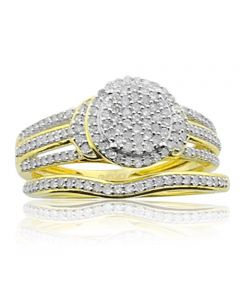 10K Yellow Gold Bridal Wedding Rings Set 10mm Wide 1/2cttw Diamonds (i2/i3, i/j)
