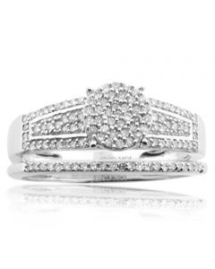 10K White Gold Wedding Ring Set 2pc 1/3cttw Diamonds (i2/i3, i/j)