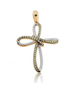 Cross With Diamonds Rose Gold Brown and White Diamonds 10K 0.55ctw(i2/i3)
