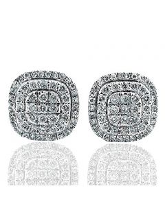 Real Diamond Fashion Stud Earrings Round Cluster Screw Back 0.49cttw Diamonds 10KY(i2, i3/ I/j)