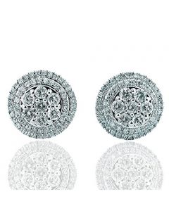 0.50ctw Diamond Stud Earrings Womens 14K White Gold Round Shaped Fashion Earrings(i2/i3, I/j)