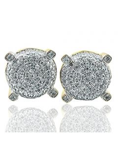 10mm Wide Diamond Stud Earrings for Men 10K Yellow Gold 0.50ctw Diamond(i2/i3, I/j)