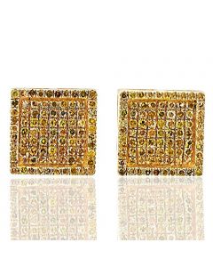 Yellow Diamond Earrings for Men or Women 10K Gold Fashion 0.33ctw Screw on Back(i2/i3)