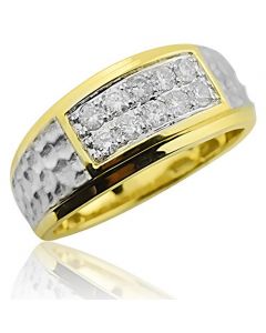 Diamond Wedding Ring For Men 1/2ctw Diamond Two Tone 10K Yellow Gold