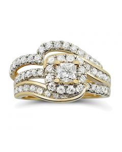 14K Gold Wedding Ring Set 2.00ctw Diamond 0.50ct Princess Cut Solitaire(i2/i3, I/j)