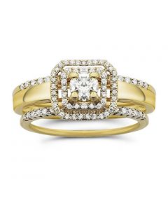 14K Gold Art Deco Style Wedding Ring Set 1.30ctw Diamond 3pc (i2/i3,i/j)