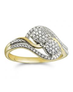 1/4ctw Diamond Engagement Promise Ring 2 Stone Style 8mm Wide 10K(i2/i3, i/j)