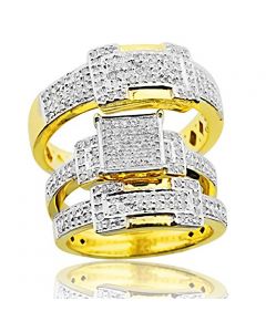 14K Gold His and Her Ring Sets 1.00ctw Diamond Square Top 21mm Wide(i2/i3, i/j)