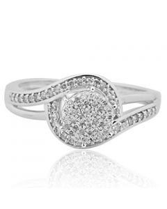 White Gold Diamond Engagement Ring With Swirl 10K 1/4ctw Diamond(i2/i3, I/j)