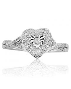 Heart Ring Diamond Engagement Ring 10K White gold 0.33ctw (i2/i3, I/j)