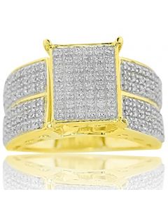 0.54ctw Diamond Wedding Ring Extra Wide 14mm 10K Yellow Gold