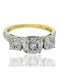 0.40Cttw Diamonds Three Stone Engagement Ring 10K Yellow Gold