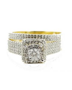 10k Yellow Gold Double Halo Square Bridal set With 0.67 Cttw Diamonds