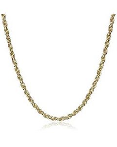 10k Yellow Gold 2mm D-cut Rope Chain Necklace Lobster Clasp